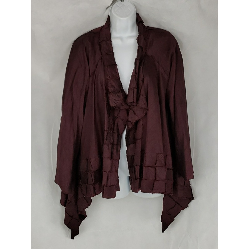 RENEE Original Jacket 2829 Maroon Burgundy Iridescent Handsewn Patchwork Silk M